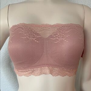 SPANX Lace Bandeau Bralette Size Medium Champagne Blush Strapless NWT